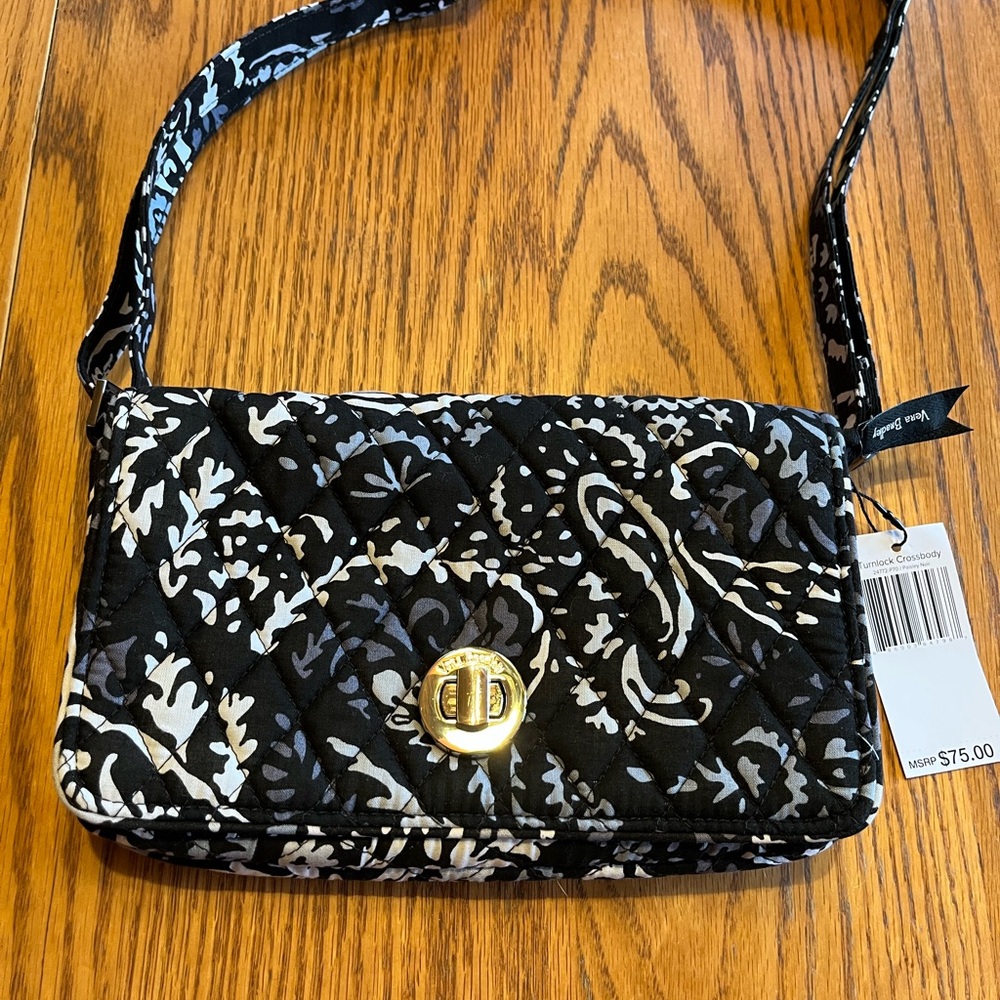 Vera Bradley Black and White Paisley Patterned Women's Crossbody Bag NWT